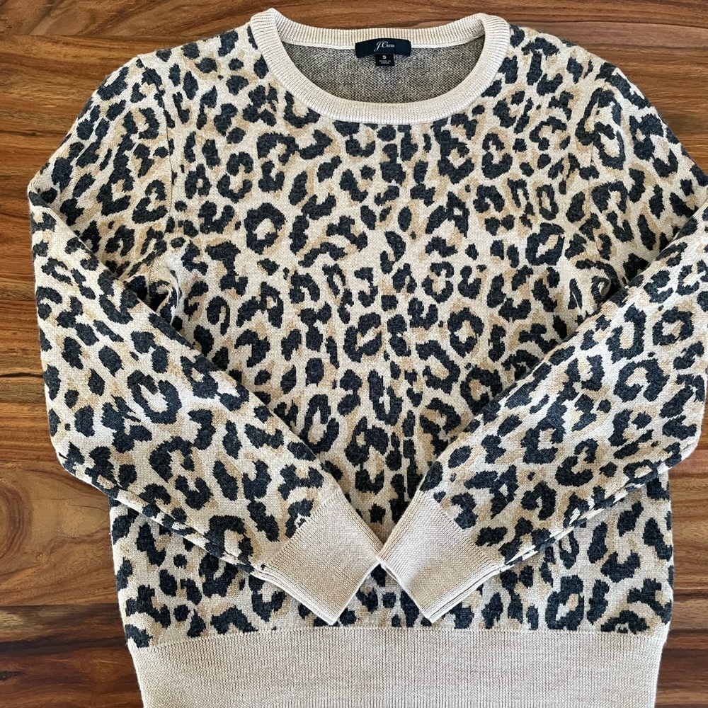 J crew animal print wool sweater.